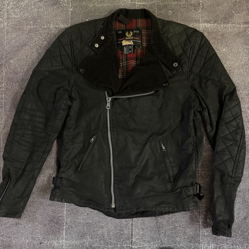 Men's Vintage 80's Belstaff Rebel Black Waxed Canvas Lined Racer Jacket Sz 44 (M